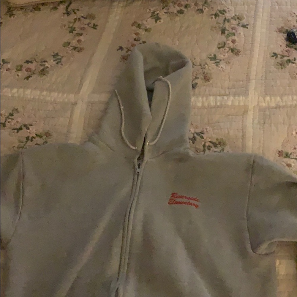 grey elementary zip down hoodie